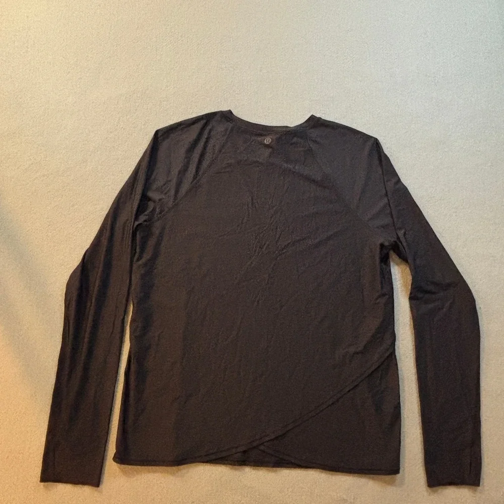 Lululemon Shirt Womens S Black Long Sleeve Open Tulip Back Yoga Running Top